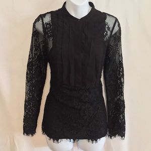 WHBM Shirt size 0 Black Lace Tank Shirt Set